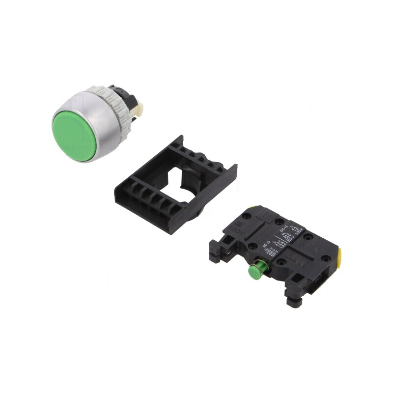 Comutator Apăsare 22mm 1 NO Verde | Electronic-mag.ro | Componente Electronice