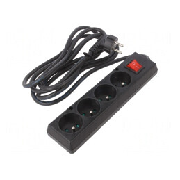 Prelungitor 4 Prize PVC Negru 3m 16A | Electronic-mag.ro | Componente Electronice