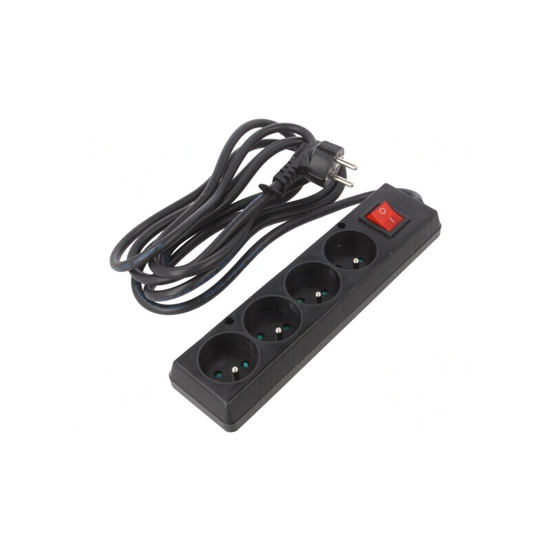 Prelungitor 4 Prize PVC Negru 3m 16A | Electronic-mag.ro | Componente Electronice