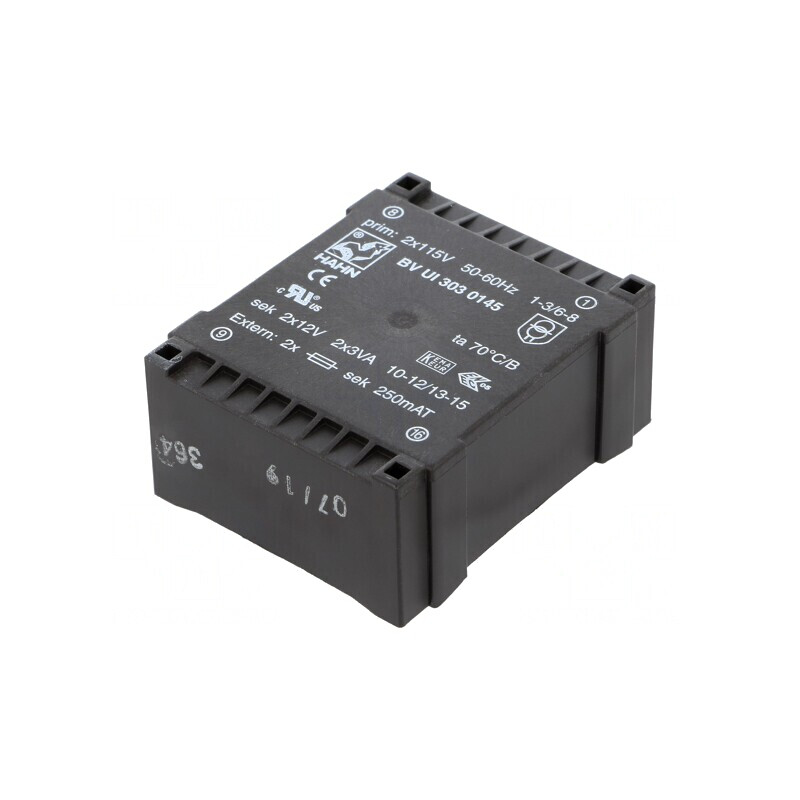 Transformator încapsulat 6VA 115V-12V 250mA | Electronic-mag.ro | Componente Electronice
