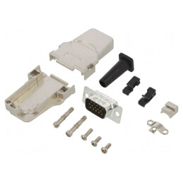 Conector D-Sub HD 15-Pini Tată 45° pentru Lipire pe Cablu Gold Flash | Electronic-mag.ro | Componente Electronice