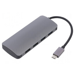 Adaptor USB 3.1 cu 4 Porturi USB A și USB C, 0.2m, Gri | Electronic-mag.ro | Componente Electronice