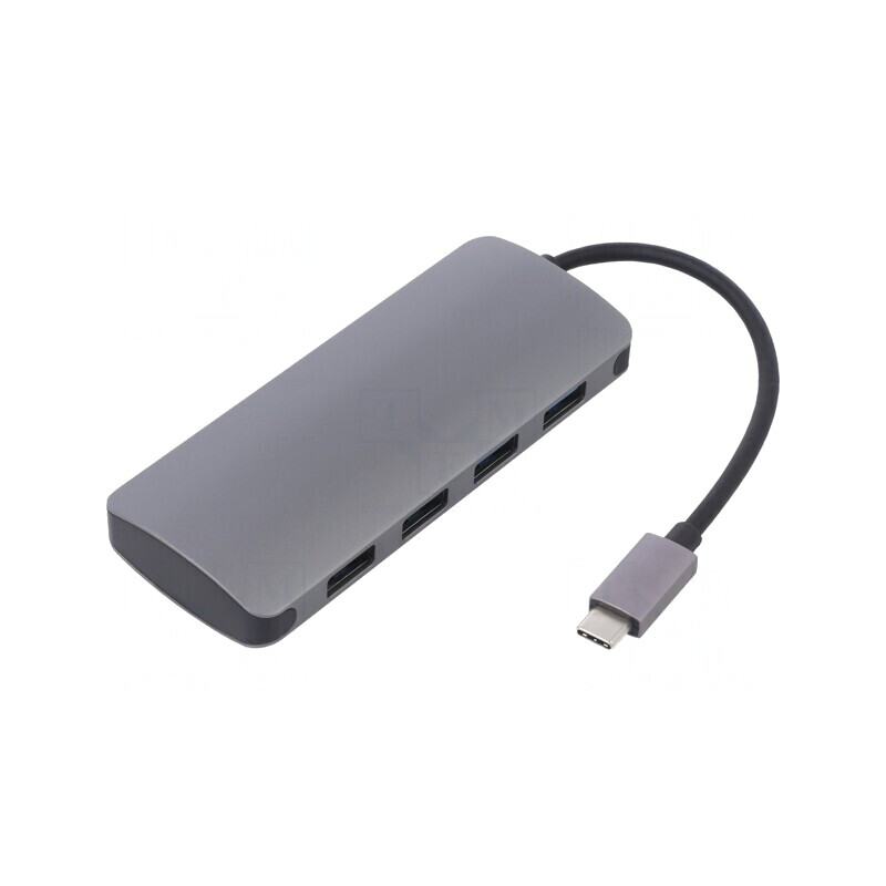 Adaptor USB 3.1 cu 4 Porturi USB A și USB C, 0.2m, Gri | Electronic-mag.ro | Componente Electronice