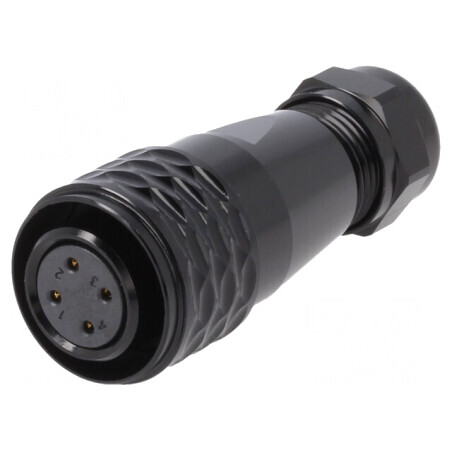 Mufă Mamă SA16 4 PIN IP67 5-8mm 5A 500V Lipire | Electronic-mag.ro | Componente Electronice