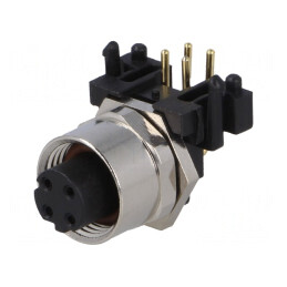 Soclu M12 4-PIN Mamă Ethernet THT IP65/IP67 250V 4A | Electronic-mag.ro | Componente Electronice