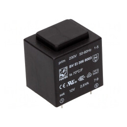 Transformator Încapsulat 2,8VA 230V-12V 233mA PCB | Electronic-mag.ro | Componente Electronice