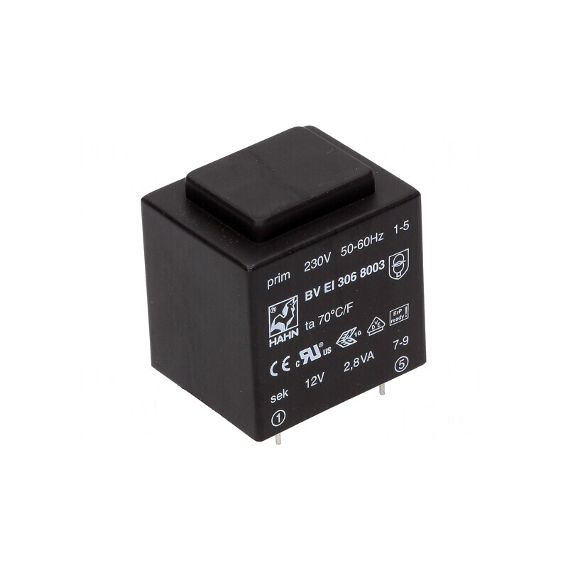 Transformator Încapsulat 2,8VA 230V-12V 233mA PCB | Electronic-mag.ro | Componente Electronice