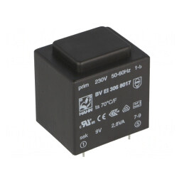 Transformator încapsulat 2.8VA 230V 9V 311mA PCB BVEI | Electronic-mag.ro | Componente Electronice