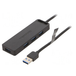 Hub USB 3.0 PnP Negru cu 4 Porturi 5Gbps