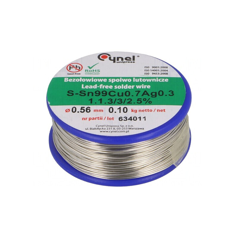 Sârmă de lipit fără plumb 100g 560um Sn99Ag0,3Cu0,7 | Electronic-mag.ro | Componente Electronice