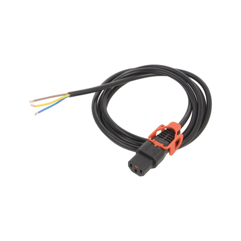Cablu IEC C13 Mamă 2m cu Blocare Negru 10A | Electronic-mag.ro | Componente Electronice