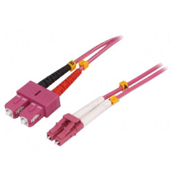 Patch cord fibră OM4 LC/UPC SC/UPC 3m roz 2mm LSZH