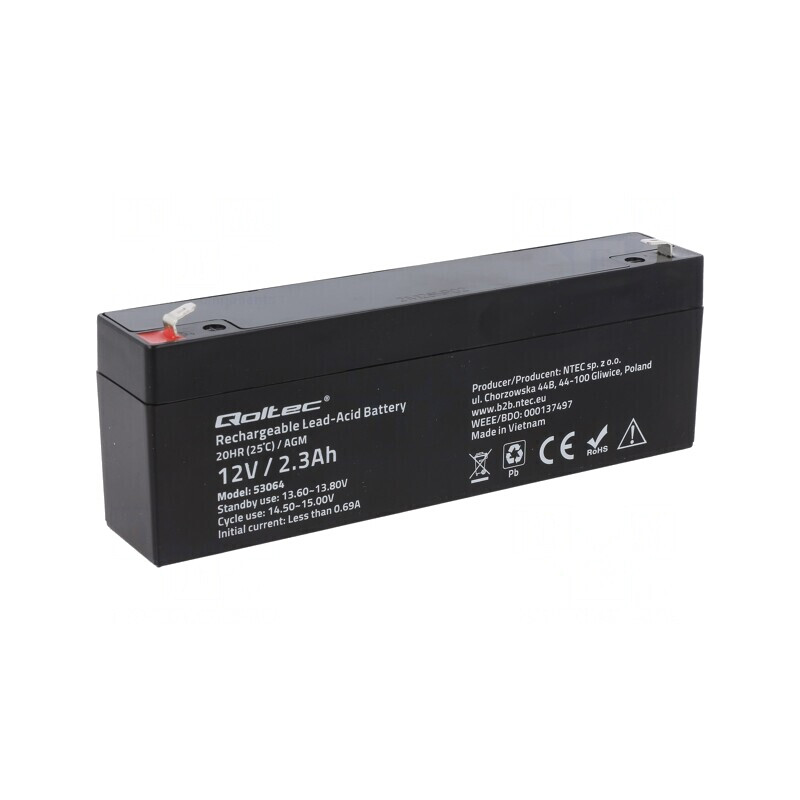 Baterie Plumb-Acid 12V 2.3Ah AGM Fără Întreținere | Electronic-mag.ro | Componente Electronice