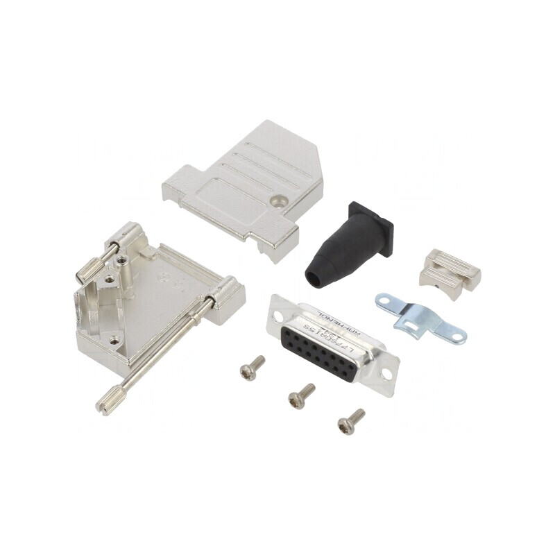 Conector D-Sub 15-Pin Mamă Unghi 45° Lipire Cabluri Gold Flash | Electronic-mag.ro | Componente Electronice