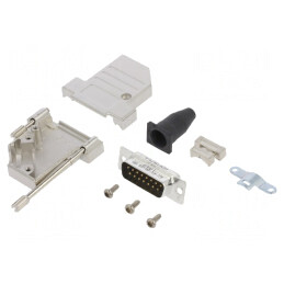 Conector D-Sub 15-Pin Tată 45° Lipire pe Cablu Gold | Electronic-mag.ro | Componente Electronice