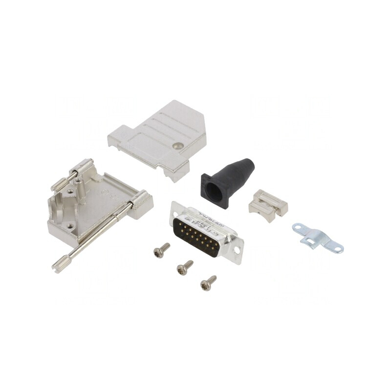 Conector D-Sub 15-Pin Tată 45° Lipire pe Cablu Gold | Electronic-mag.ro | Componente Electronice