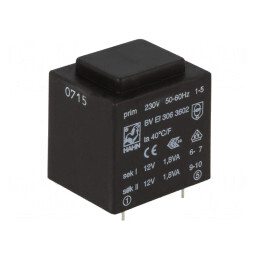 Transformator încapsulat 3,6VA 230V AC la 12V 150mA | Electronic-mag.ro | Componente Electronice
