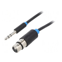 Cablu | Jack 6,3mm mufă,XLR tip feminin 3pin | 10m | negru | PVC | BBEBL