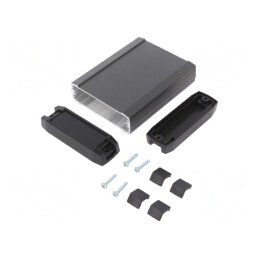 Carcasă aluminiu grafit panou 50x82mm 130x27mm | Electronic-mag.ro | Componente Electronice