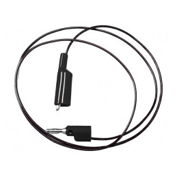 Cablu măsurare 5A mufă banană 4 mm clemă crocodil neagră | Electronic-mag.ro | Componente Electronice