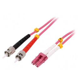 Patch Cord Fibră OM4 LC/UPC-ST/UPC 2m Roz 2mm