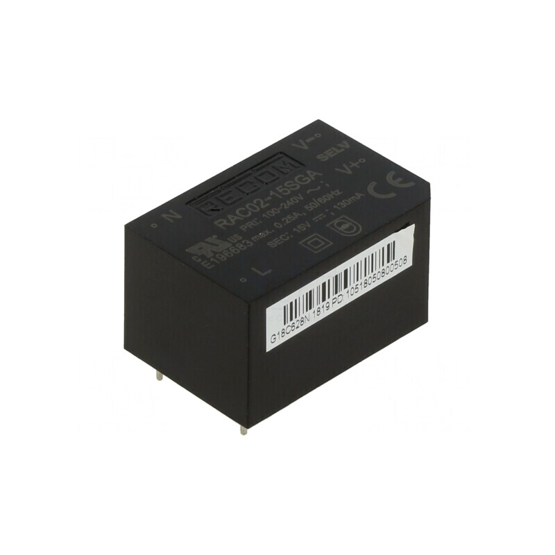 Convertor AC/DC 2W 85-264VAC 15VDC 140mA 63% PCB 3000V | Electronic-mag.ro | Componente Electronice