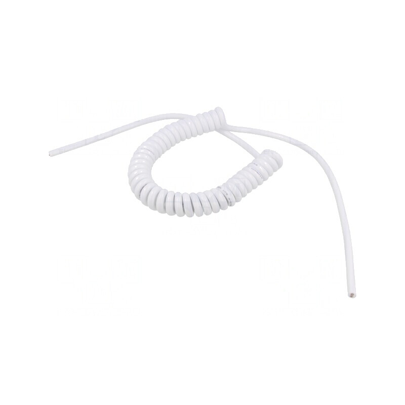 Cablu Spiralat Neecranat PUR Alb 300V/500V 1m | Electronic-mag.ro | Componente Electronice