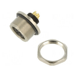 Conector M9 Mamă Aurit 125V IP67 4 PIN | Electronic-mag.ro | Componente Electronice