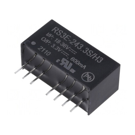 Convertor DC/DC 3W 18-36V la 3,3V 600mA SIP8 | Electronic-mag.ro | Componente Electronice