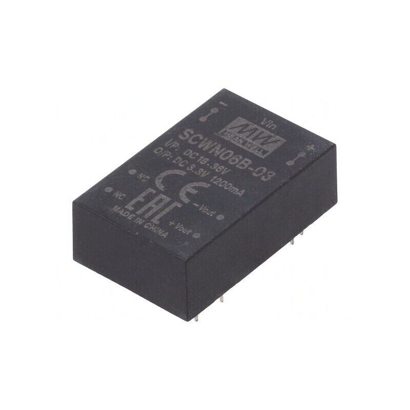 Convertor DC/DC 6W 18-36V la 3.3V 1200mA THT | Electronic-mag.ro | Componente Electronice