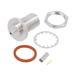 Soclu N mamă drept 50Ω crimpat PTFE aurit alamă | Electronic-mag.ro | Componente Electronice