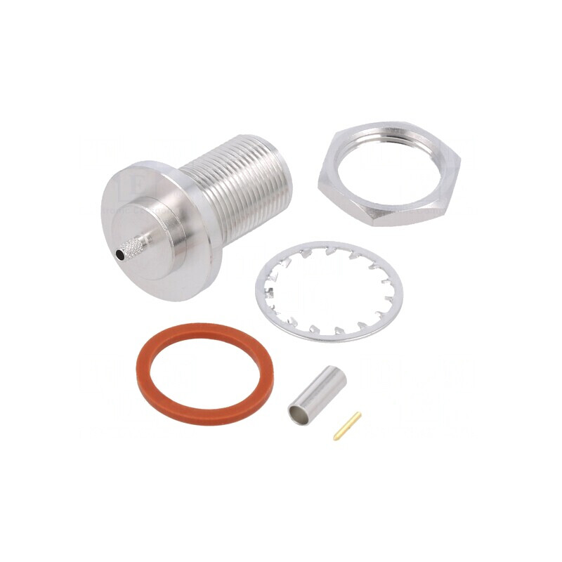Soclu N mamă drept 50Ω crimpat PTFE aurit alamă | Electronic-mag.ro | Componente Electronice