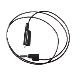 Cablu măsurare 5A mufă banană 4 mm clemă crocodil neagră | Electronic-mag.ro | Componente Electronice