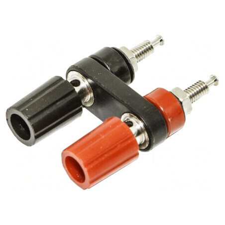 Soclu Banană 4mm 15A 1kVDC Negru Cositorit Duble | Electronic-mag.ro | Componente Electronice
