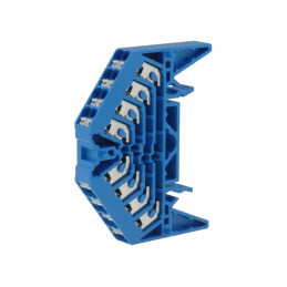 Conector Șine 4 Piste 16 Borne 1.5mm2 Albastru 10A | Electronic-mag.ro | Componente Electronice