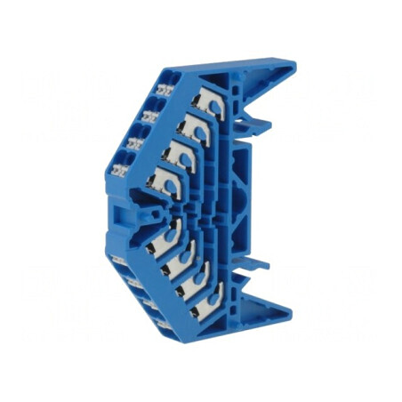 Conector Șine 4 Piste 16 Borne 1.5mm2 Albastru 10A | Electronic-mag.ro | Componente Electronice