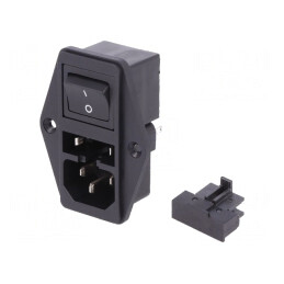 Conector Alimentare AC Tată 10A 250VAC IEC 60320 | Electronic-mag.ro | Componente Electronice