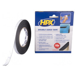Bandă dublă adezivă acrilică neagră 12mm x 10m | Electronic-mag.ro | Componente Electronice