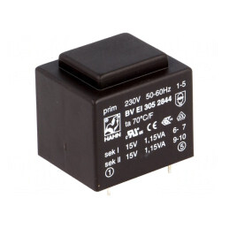 Transformator încapsulat 2,3VA 230V 15V PCB | Electronic-mag.ro | Componente Electronice