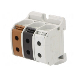 Conector Îmbinare Șine 50mm2, 3 Piste, 6 Borne, Maro/Negru/Gri | Electronic-mag.ro | Componente Electronice