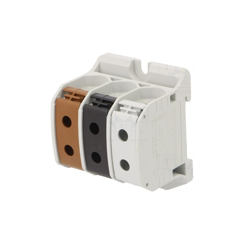 Conector Îmbinare Șine 50mm2, 3 Piste, 6 Borne, Maro/Negru/Gri | Electronic-mag.ro | Componente Electronice