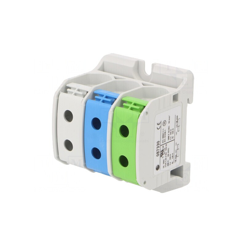 Conector de Șine 50mm2 cu 3 Piste și 6 Borne STB TS35 1kV | Electronic-mag.ro | Componente Electronice