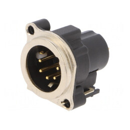 Soclu XLR 5 Pin unghi 90° argintiu