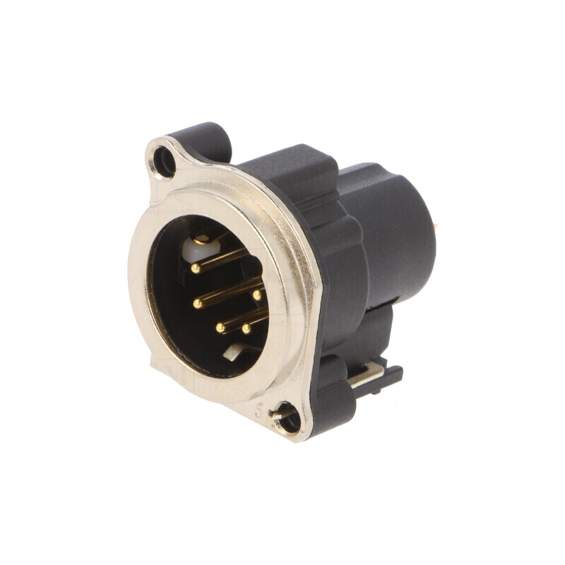 Soclu XLR 5 Pin unghi 90° argintiu | Electronic-mag.ro | Componente Electronice