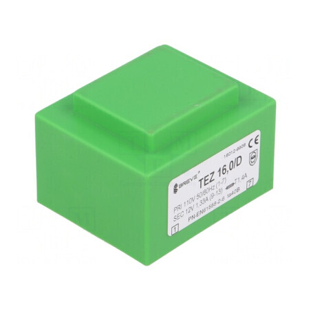 Transformator încapsulat 16VA 110V-12V 1333mA PCB | Electronic-mag.ro | Componente Electronice