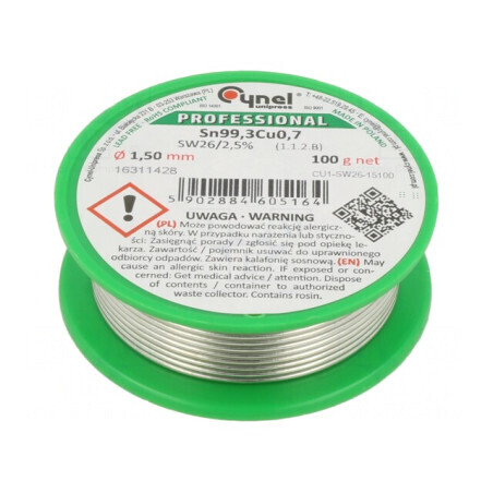 Sârmă de lipit fără plumb 1,5mm 100g | Electronic-mag.ro | Componente Electronice