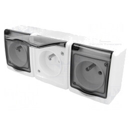 Conector de alimentare AC 2P+PE 250V 16A Alb Murale | Electronic-mag.ro | Componente Electronice