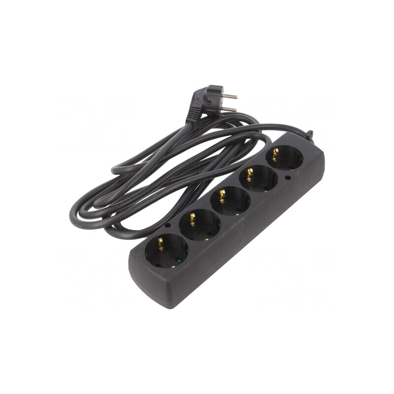 Prelungitor 5 Prize Schuko PVC Negru 3x1.5mm2 | Electronic-mag.ro | Componente Electronice