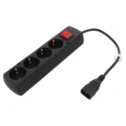 Cablu Priză 3x1mm2 IEC C14 0,3m 4 Prize | Electronic-mag.ro | Componente Electronice