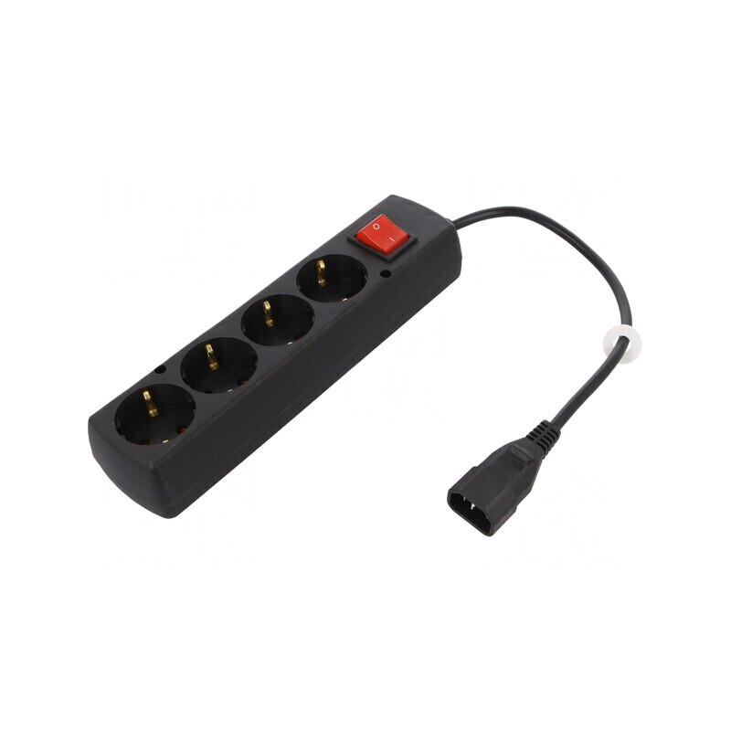 Cablu Priză 3x1mm2 IEC C14 0,3m 4 Prize | Electronic-mag.ro | Componente Electronice